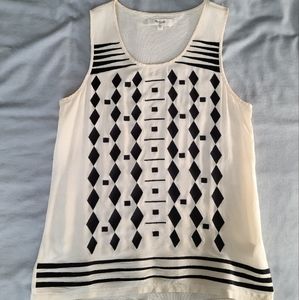Madewell Cascade Ivory Embroidered Diamond Tank